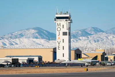 XB-1 in front of the Air Traffic Control Tower